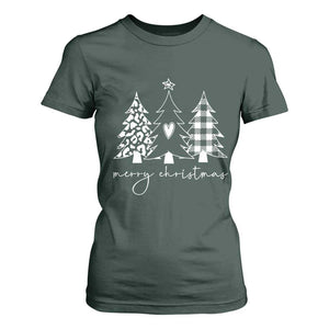 Merry & Bright Christmas Trees T Shirt For Women Chic Winter Shirt Cute Holiday Tee Xmas Gift TS10 Dark Forest Green Print Your Wear