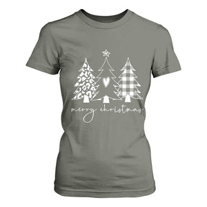Merry & Bright Christmas Trees T Shirt For Women Chic Winter Shirt Cute Holiday Tee Xmas Gift TS10 Military Green Print Your Wear