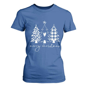 Merry & Bright Christmas Trees T Shirt For Women Chic Winter Shirt Cute Holiday Tee Xmas Gift TS10 Royal Blue Print Your Wear