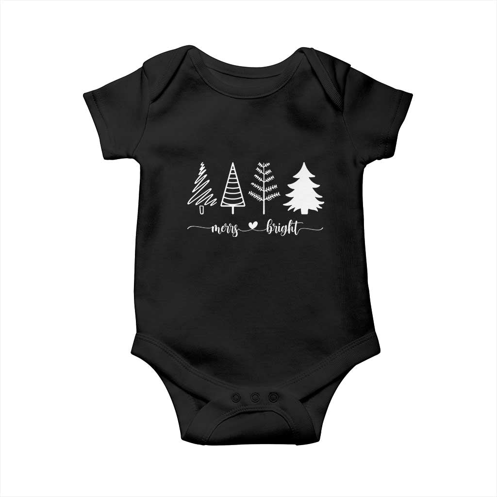 Merry and Bright Christmas Trees Baby Onesie Holiday Tee Xmas Gift TS10 Black Print Your Wear