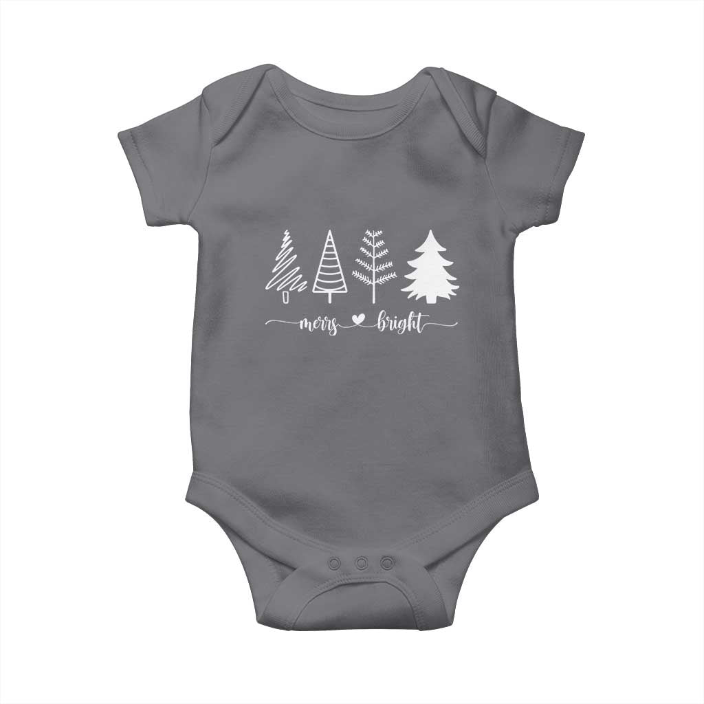 Merry and Bright Christmas Trees Baby Onesie Holiday Tee Xmas Gift TS10 Charcoal Print Your Wear