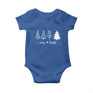 Merry and Bright Christmas Trees Baby Onesie Holiday Tee Xmas Gift TS10 Royal Blue Print Your Wear
