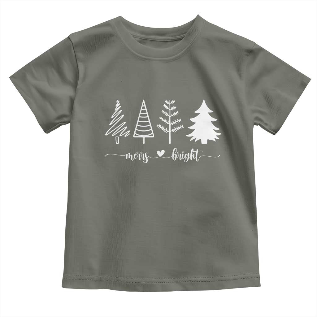 Merry and Bright Christmas Trees Baby Shirt Holiday Tee Xmas Gift TS10 Military Green Print Your Wear
