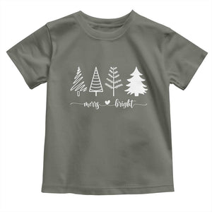 Merry and Bright Christmas Trees Baby Shirt Holiday Tee Xmas Gift TS10 Military Green Print Your Wear