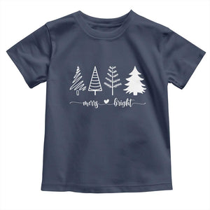 Merry and Bright Christmas Trees Baby Shirt Holiday Tee Xmas Gift TS10 Navy Print Your Wear