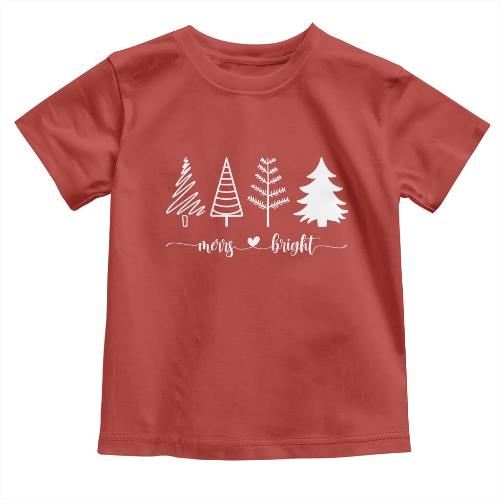 Merry and Bright Christmas Trees Baby Shirt Holiday Tee Xmas Gift TS10 Red Print Your Wear