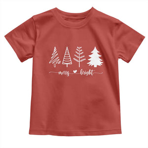 Merry and Bright Christmas Trees Baby Shirt Holiday Tee Xmas Gift TS10 Red Print Your Wear