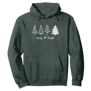 Merry and Bright Christmas Trees Hoodie Holiday Tee Xmas Gift TS10 Dark Forest Green Print Your Wear