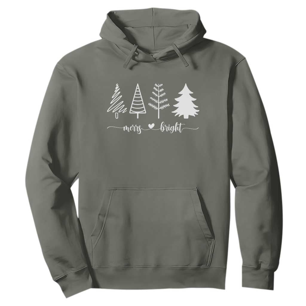 Merry and Bright Christmas Trees Hoodie Holiday Tee Xmas Gift TS10 Military Green Print Your Wear