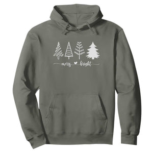 Merry and Bright Christmas Trees Hoodie Holiday Tee Xmas Gift TS10 Military Green Print Your Wear