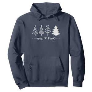 Merry and Bright Christmas Trees Hoodie Holiday Tee Xmas Gift TS10 Navy Print Your Wear