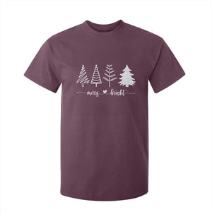 Merry and Bright Christmas Trees T Shirt For Kid Holiday Tee Xmas Gift TS10 Maroon Print Your Wear
