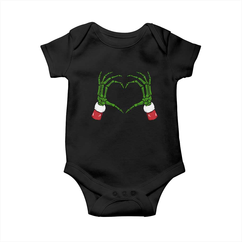 Christmas Skeleton Heart Hands Baby Onesie TS10 Black Print Your Wear