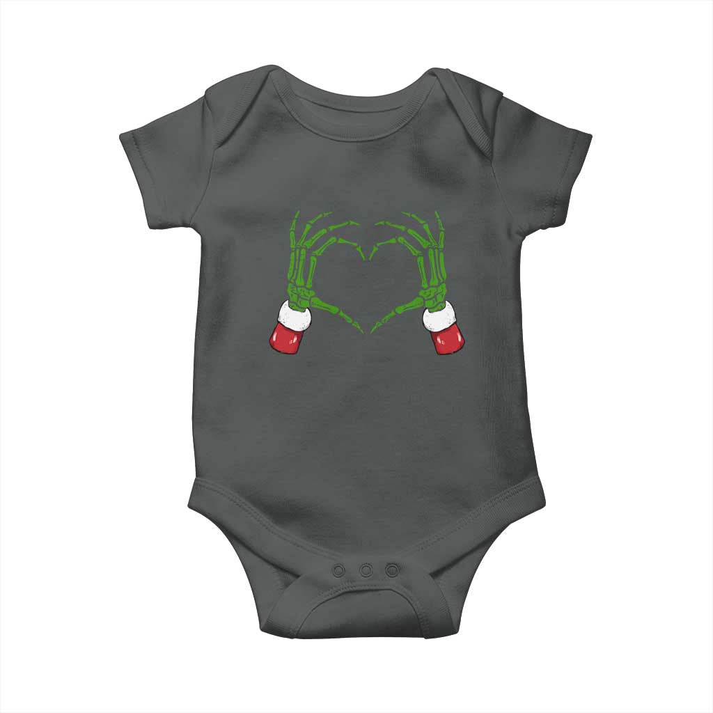 Christmas Skeleton Heart Hands Baby Onesie TS10 Dark Heather Print Your Wear