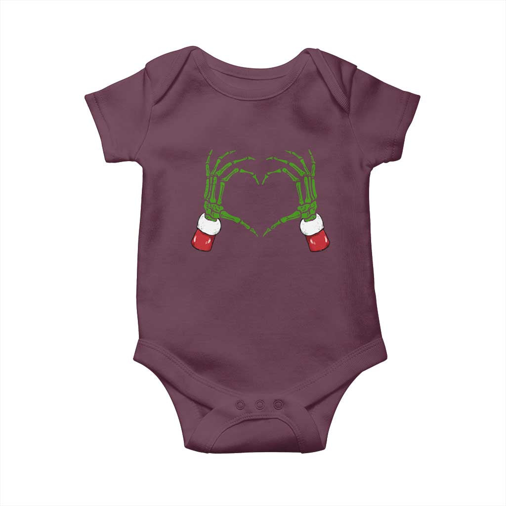Christmas Skeleton Heart Hands Baby Onesie TS10 Maroon Print Your Wear