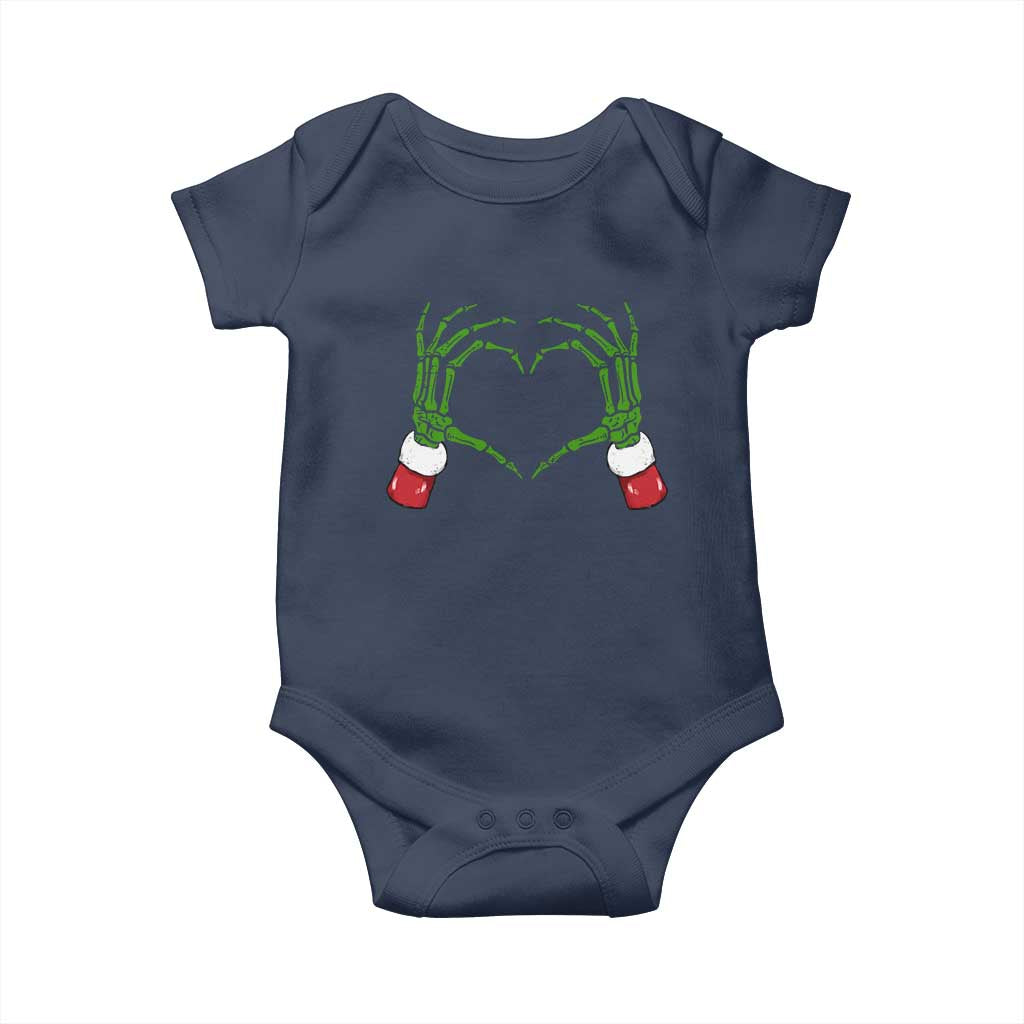 Christmas Skeleton Heart Hands Baby Onesie TS10 Navy Print Your Wear