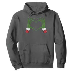Christmas Skeleton Heart Hands Hoodie TS10 Dark Heather Print Your Wear