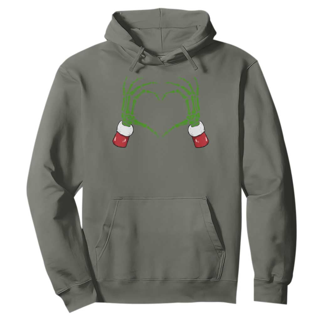 Christmas Skeleton Heart Hands Hoodie TS10 Military Green Print Your Wear