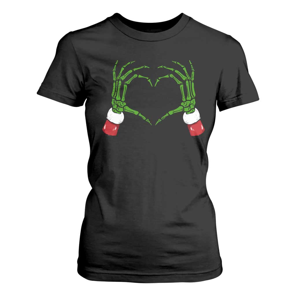 Christmas Skeleton Heart Hands T Shirt For Women TS10 Black Print Your Wear