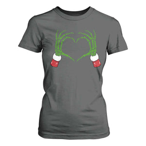 Christmas Skeleton Heart Hands T Shirt For Women TS10 Dark Heather Print Your Wear