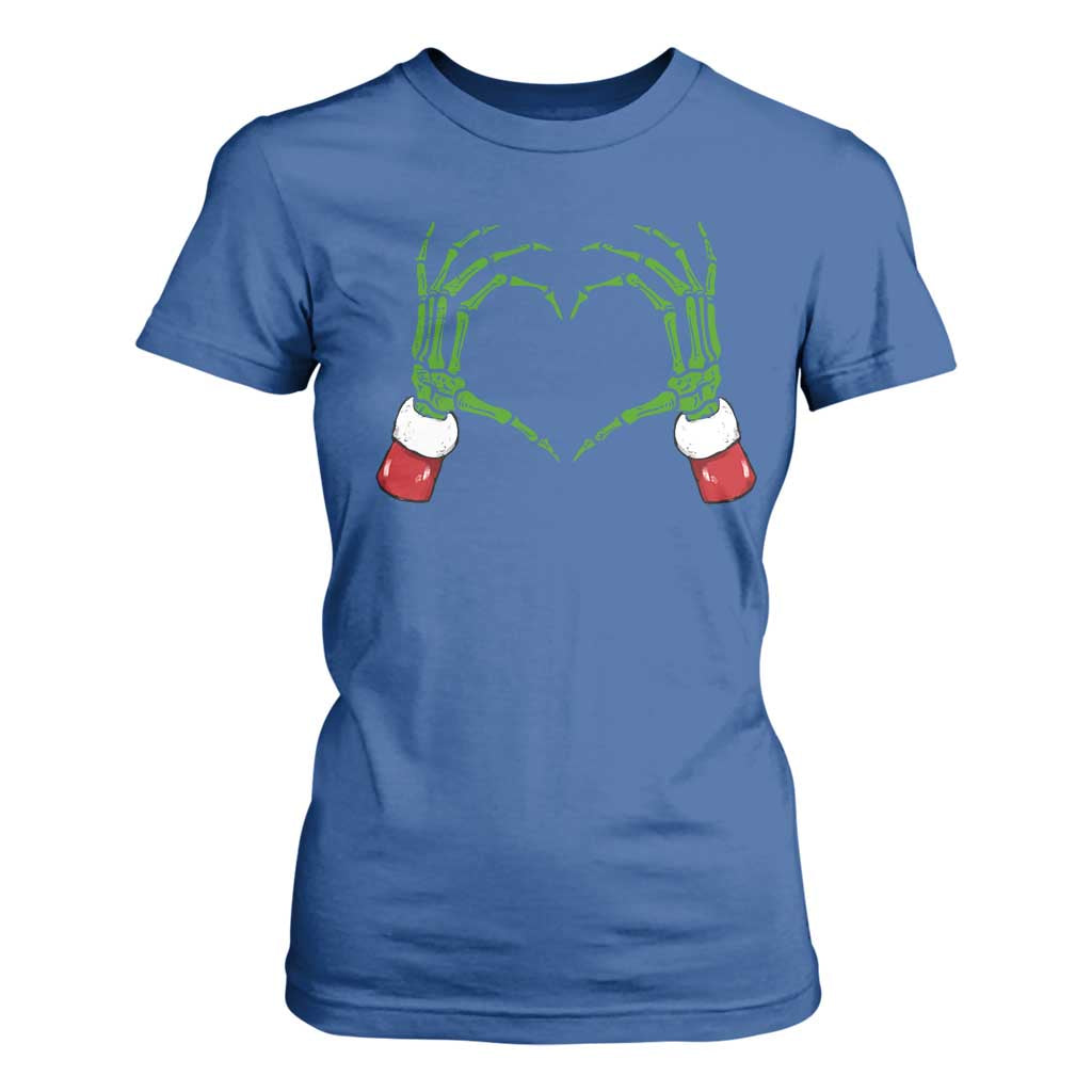 Christmas Skeleton Heart Hands T Shirt For Women TS10 Royal Blue Print Your Wear