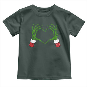 Christmas Skeleton Heart Hands Toddler T Shirt TS10 Dark Forest Green Print Your Wear