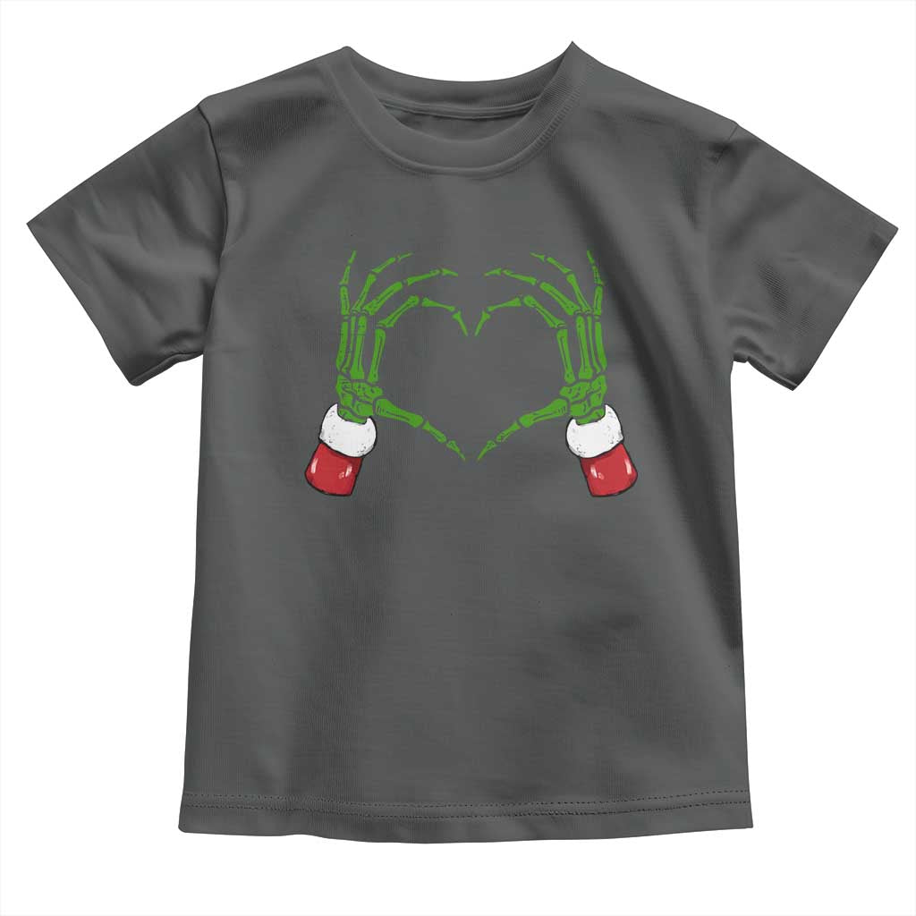 Christmas Skeleton Heart Hands Toddler T Shirt TS10 Dark Heather Print Your Wear
