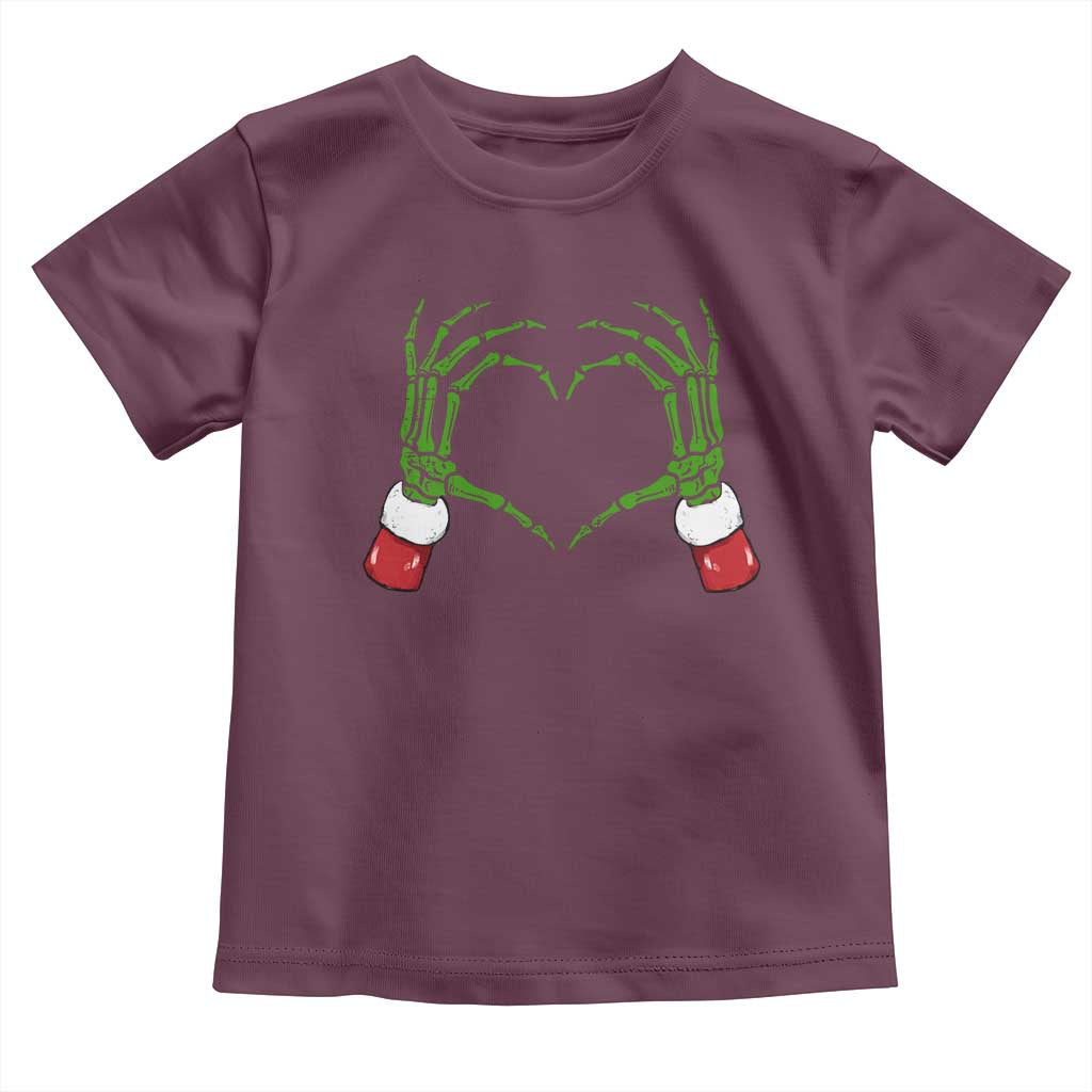 Christmas Skeleton Heart Hands Toddler T Shirt TS10 Maroon Print Your Wear