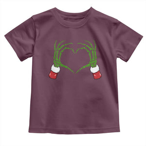 Christmas Skeleton Heart Hands Toddler T Shirt TS10 Maroon Print Your Wear