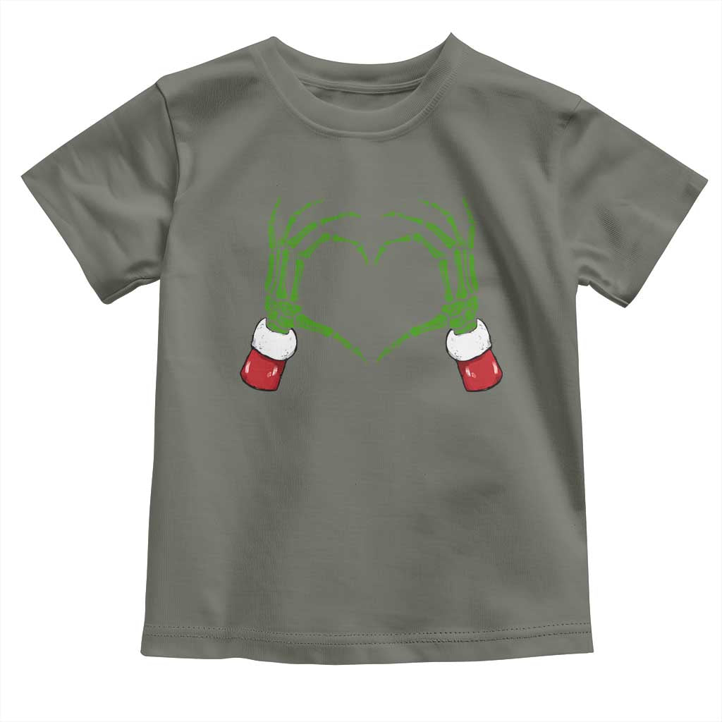 Christmas Skeleton Heart Hands Toddler T Shirt TS10 Military Green Print Your Wear