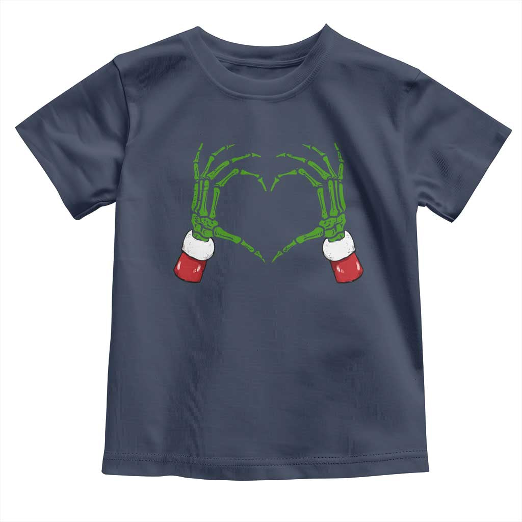 Christmas Skeleton Heart Hands Toddler T Shirt TS10 Navy Print Your Wear