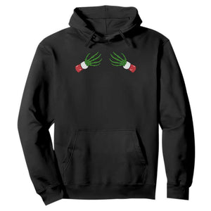 Funny Christmas Hoodie Women's Boob Skeleton Hand TS10 Black Print Your Wear