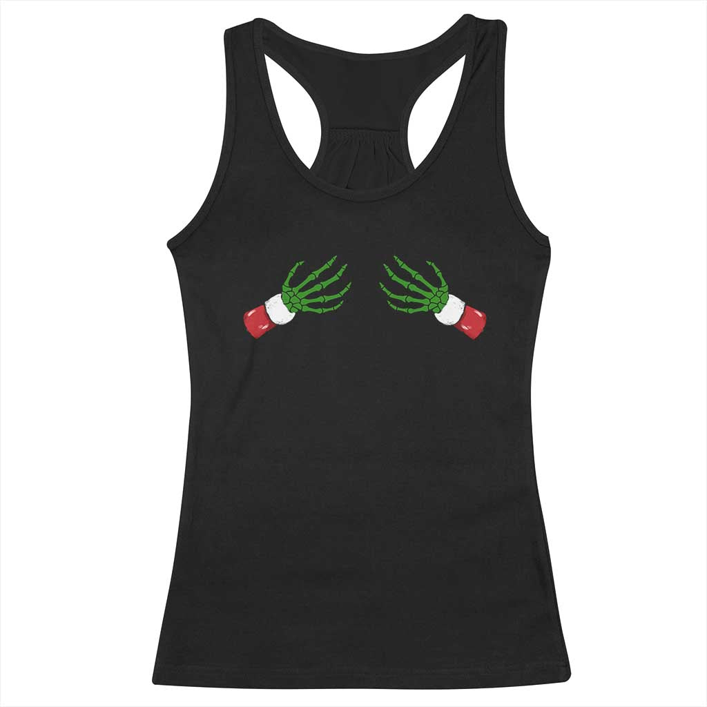 Funny Christmas Racerback Tank Top Women's Boob Skeleton Hand TS10 Black Print Your Wear