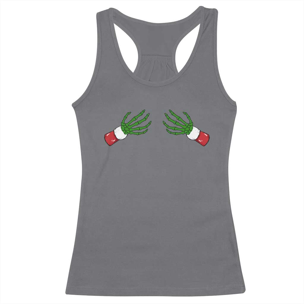 Funny Christmas Racerback Tank Top Women's Boob Skeleton Hand TS10 Charcoal Print Your Wear