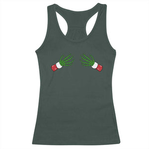 Funny Christmas Racerback Tank Top Women's Boob Skeleton Hand TS10 Dark Forest Green Print Your Wear