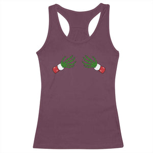 Funny Christmas Racerback Tank Top Women's Boob Skeleton Hand TS10 Maroon Print Your Wear