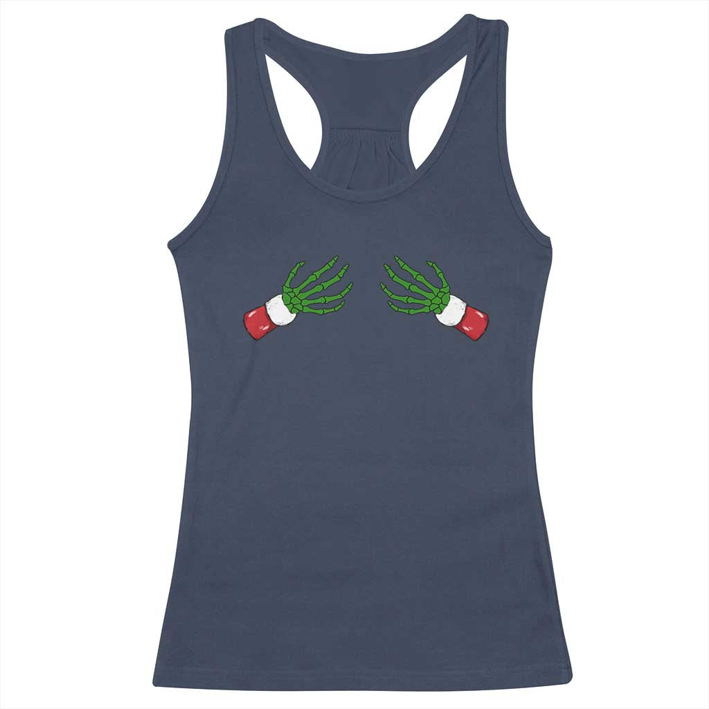 Funny Christmas Racerback Tank Top Women's Boob Skeleton Hand TS10 Navy Print Your Wear