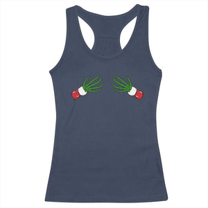 Funny Christmas Racerback Tank Top Women's Boob Skeleton Hand TS10 Navy Print Your Wear