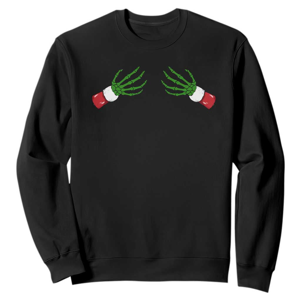 Funny Christmas Sweatshirt Women's Boob Skeleton Hand TS10 Black Print Your Wear
