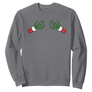 Funny Christmas Sweatshirt Women's Boob Skeleton Hand TS10 Charcoal Print Your Wear