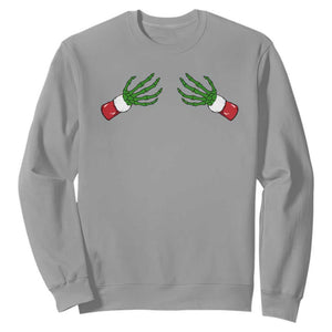 Funny Christmas Sweatshirt Women's Boob Skeleton Hand TS10 Sport Gray Print Your Wear