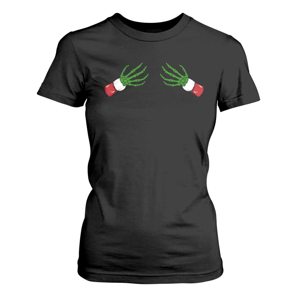 Funny Christmas T Shirt For Women Women's Boob Skeleton Hand TS10 Black Print Your Wear