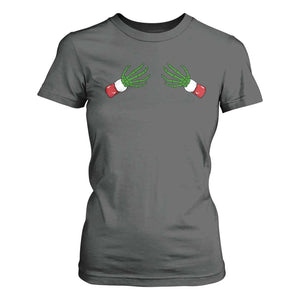 Funny Christmas T Shirt For Women Women's Boob Skeleton Hand TS10 Dark Heather Print Your Wear