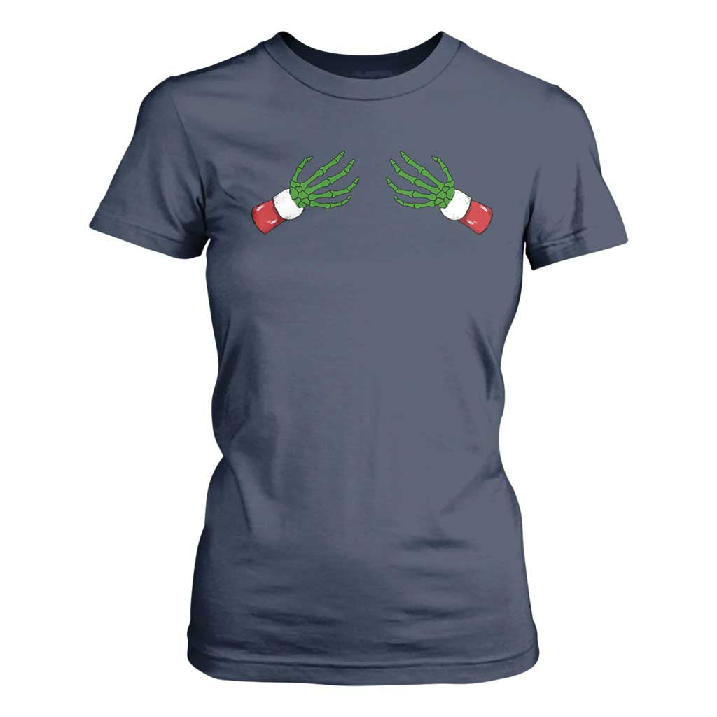 Funny Christmas T Shirt For Women Women's Boob Skeleton Hand TS10 Navy Print Your Wear