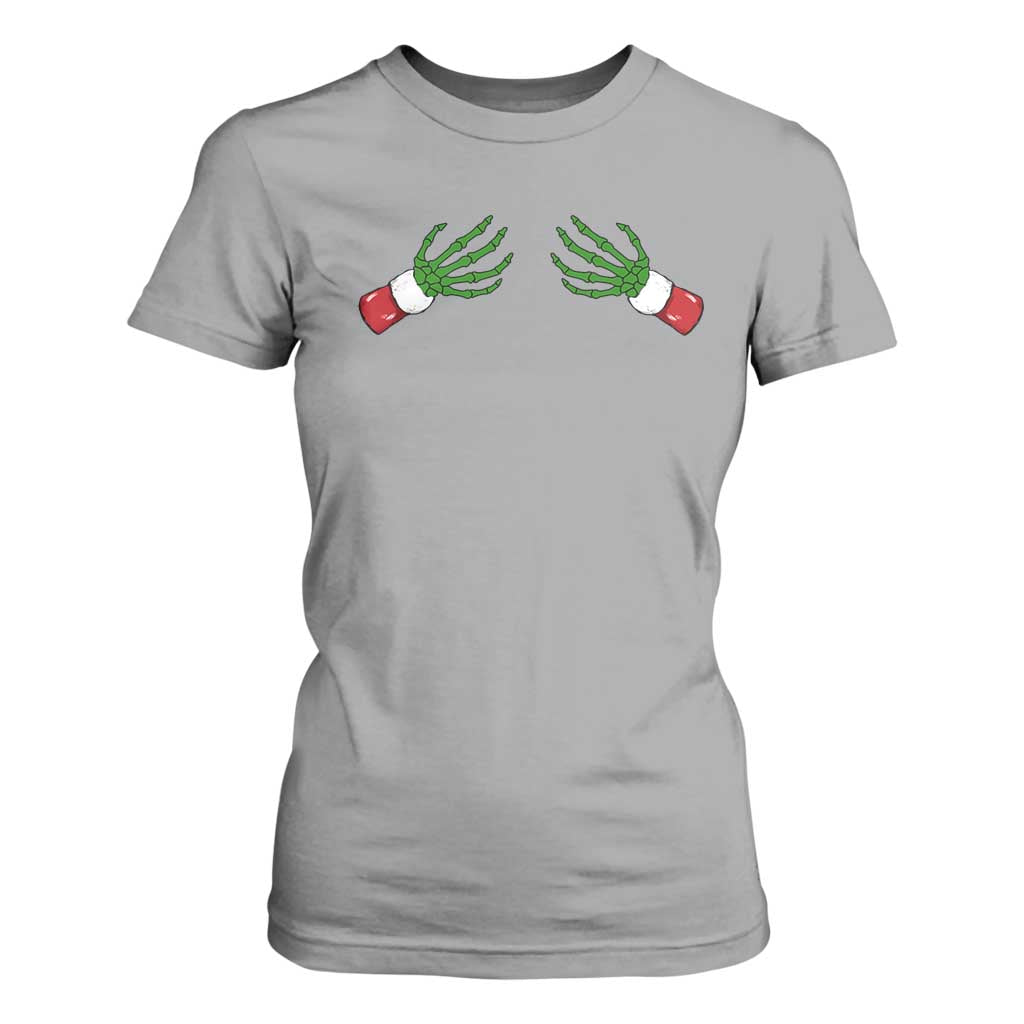 Funny Christmas T Shirt For Women Women's Boob Skeleton Hand TS10 Sport Gray Print Your Wear