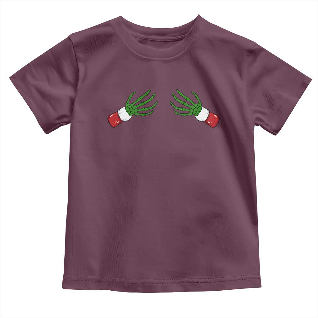 Funny Christmas Toddler T Shirt Women's Boob Skeleton Hand TS10 Maroon Print Your Wear