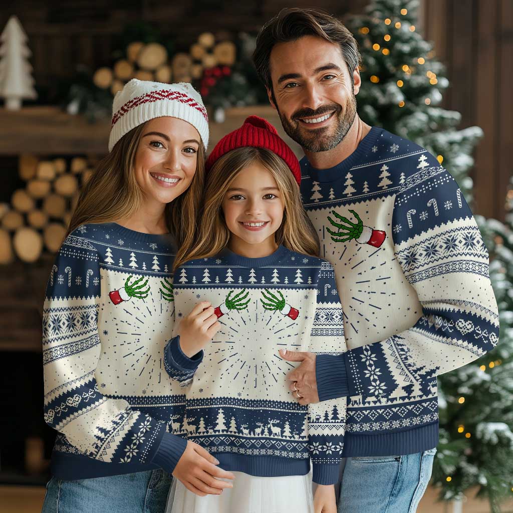 Funny Ugly Christmas Sweater Women's Boob Skeleton Hand TS10 Navy Print Your Wear