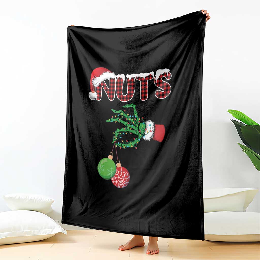 Funny Couples Christmas Throw Blanket Chest And Nuts Matching Holiday Skeleton Hand TS10 Print Your Wear