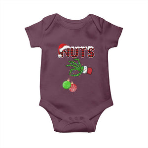 Funny Couples Christmas Baby Onesie Chest And Nuts Matching Holiday Skeleton Hand TS10 Maroon Print Your Wear