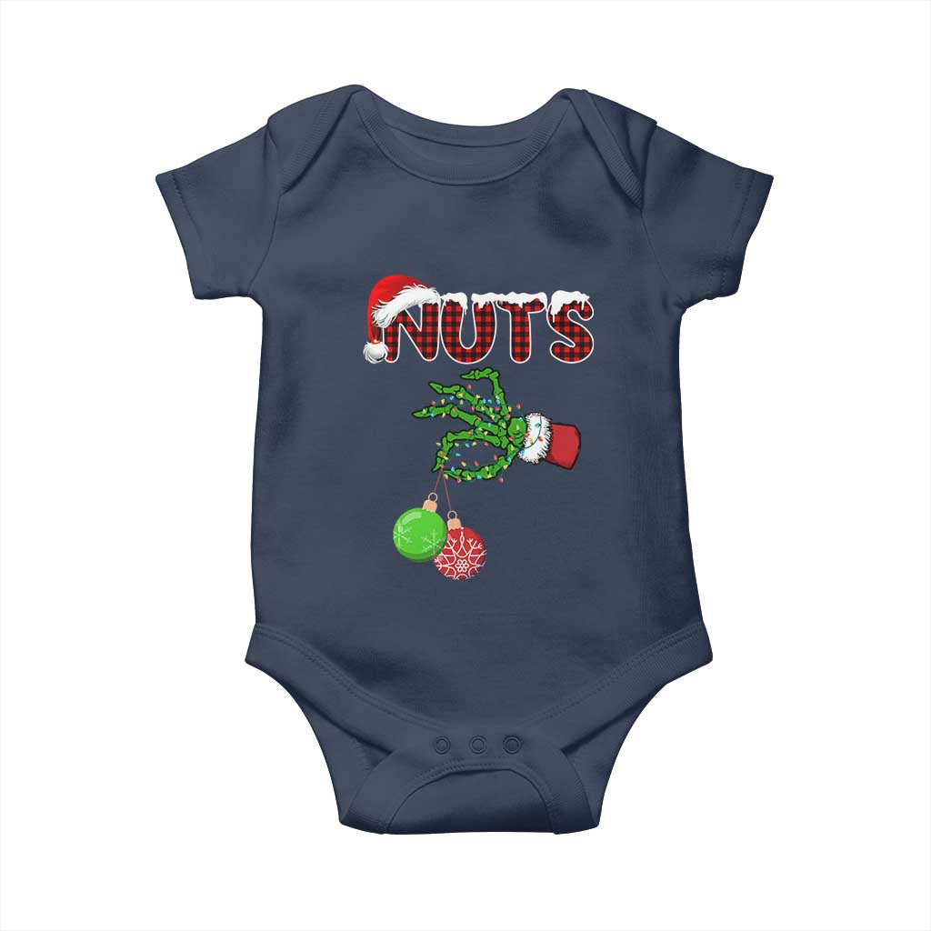 Funny Couples Christmas Baby Onesie Chest And Nuts Matching Holiday Skeleton Hand TS10 Navy Print Your Wear